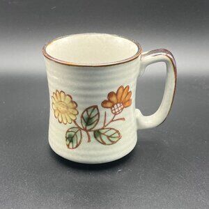 Vintage 1970s Otagiri Style Stoneware Mug // Hand-Painted Floral Design